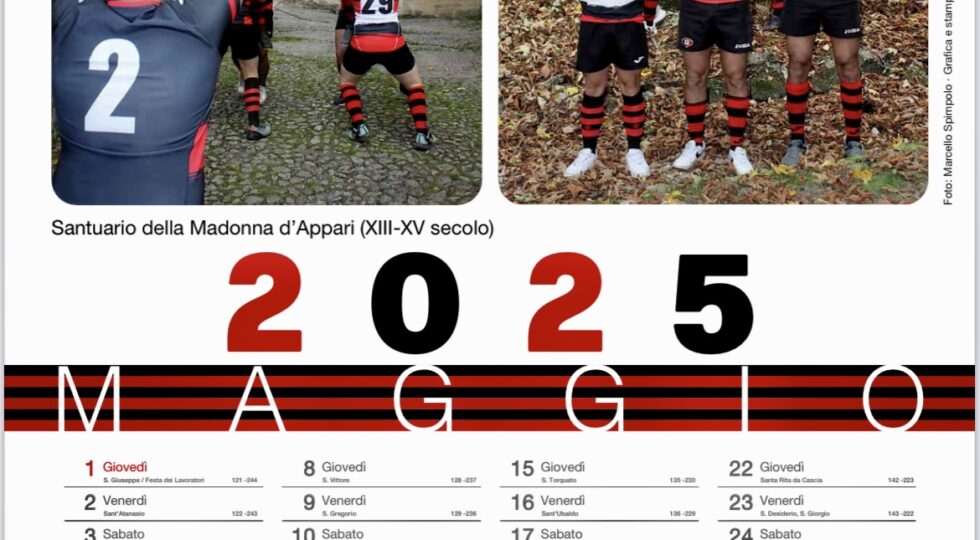 Il calendario 2025 del Paganica Rugby è dedicato al paese di Paganica