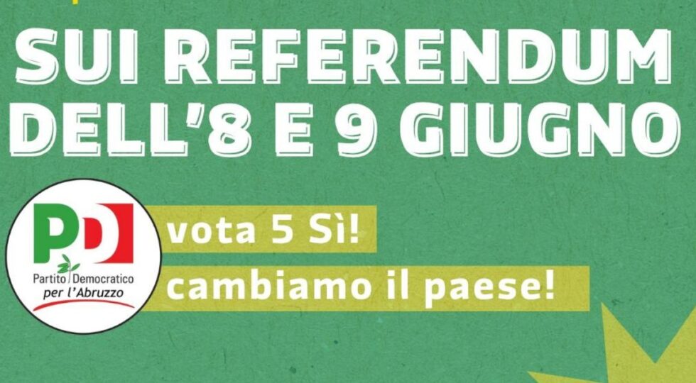 Referendum 8 e 9 giugno, a L’Aquila il banchetto informativo del Partito Democratico