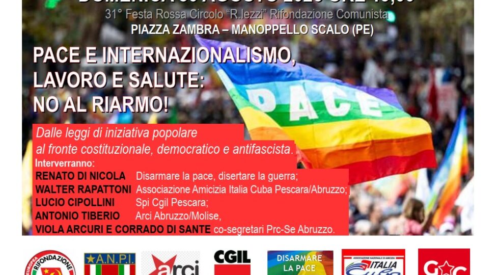 Manoppello, prosegue la Festa Rossa di Rifondazione Comunista: pace, lavoro e salute al centro del dibattito