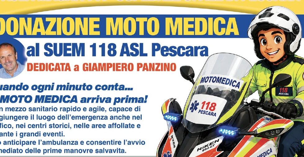 Pescara, nuova moto medica per il 118: donazione nel ricordo di Giampiero Panzino